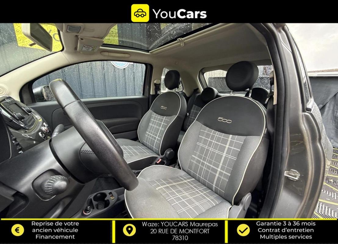 Fiat 500 LOUNGE III 1.2 Phase 3 S&S 69 CV ECRAN - TOIT PANO DISTRIB & REVISION OK RADAR DE RECUL