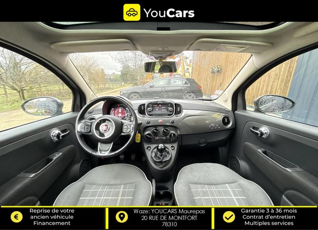 Fiat 500 LOUNGE III 1.2 Phase 3 S&S 69 CV ECRAN - TOIT PANO DISTRIB & REVISION OK RADAR DE RECUL