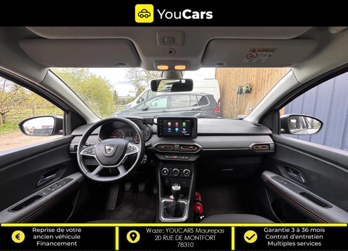 Dacia Sandero STEPWAY 1.0 TCE 90 COMFORT ENTRETIEN A JOUR CARPLAY RADAR DE RECUL