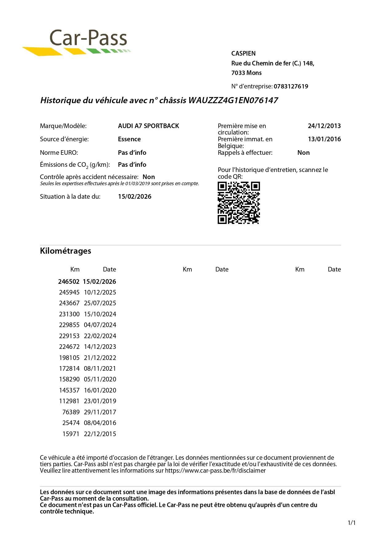Audi A7 3.0 V6 TFSI Quattro S line problème joint culasse