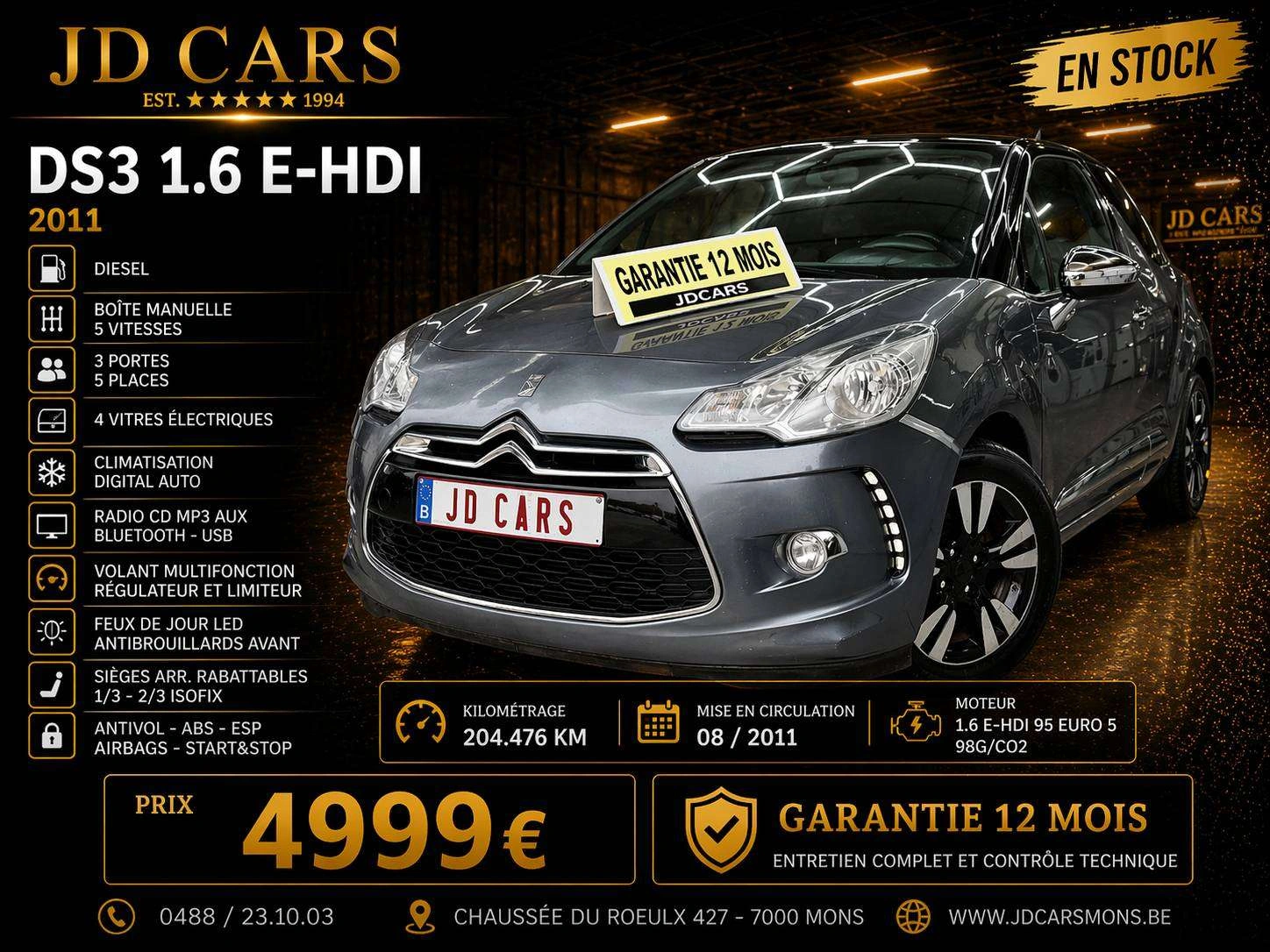 Citroen DS3 1.6 E-HDi ‼️GARANTIE 1 AN CTOK‼️