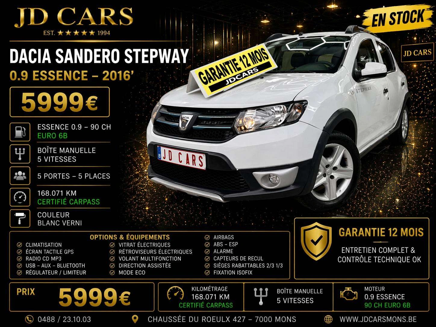 Dacia Sandero Stepway 0.9 ESSENCE‼️GARANTIE 1AN CTOK‼️