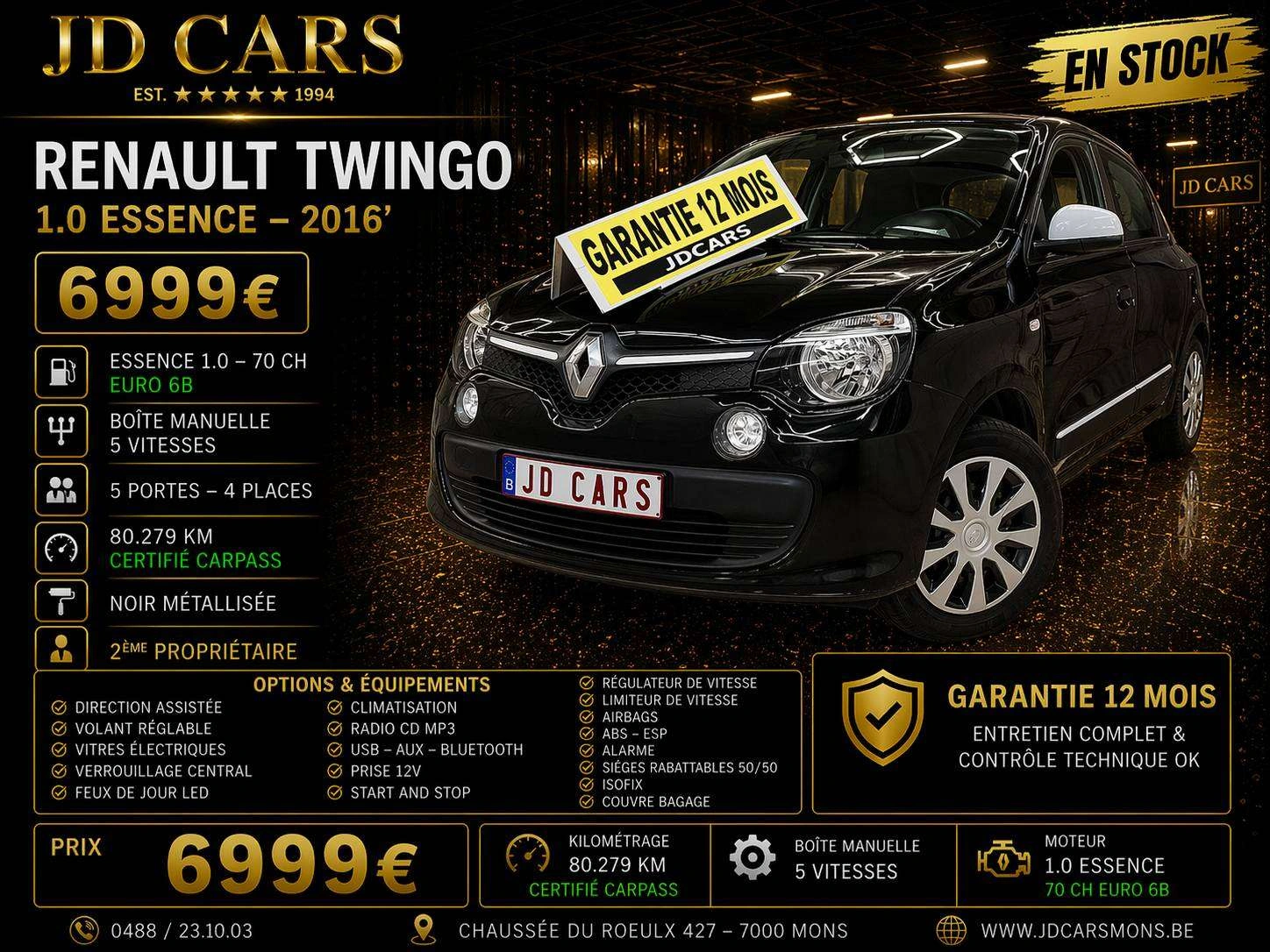 Renault Twingo TWINGO 1.0 ESSENCE LIMITED 80.000KM‼️GARANTIE 1 AN CTOK‼️