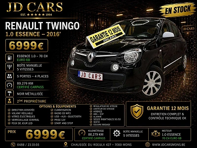 Renault Twingo TWINGO 1.0 ESSENCE LIMITED 80.000KM‼️GARANTIE 1 AN CTOK‼️