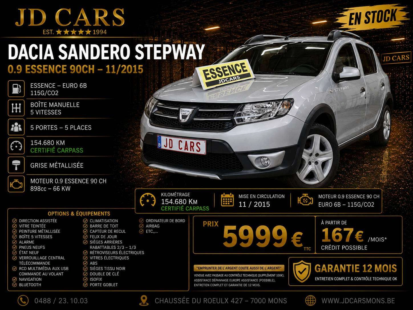 Dacia Sandero SANDERO STEPWAY 0.9 TCE ‼️GARANTIE 1 AN CTOK‼️