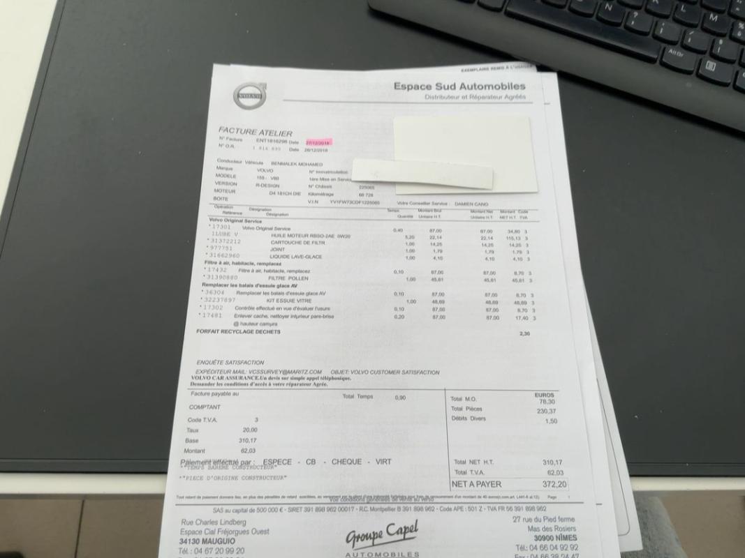 Volvo V60 D4 181 ch StopetStart R-Design Geartronic - 1ere Main Entretien Volvo