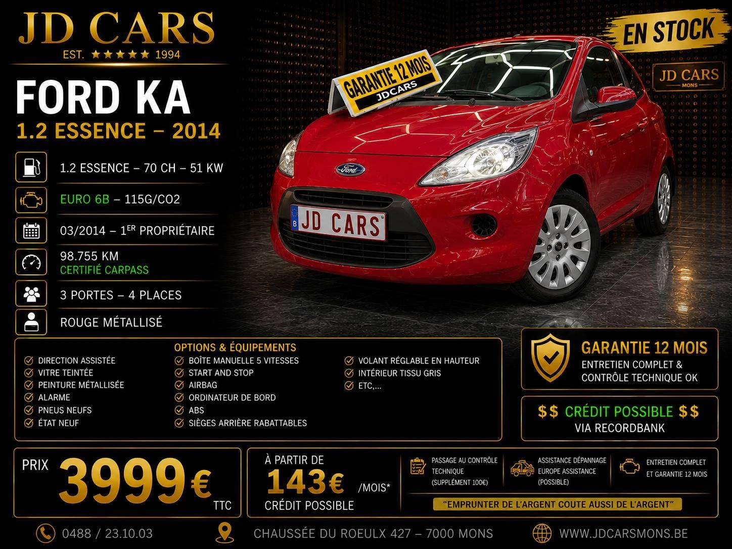 Ford Ka/Ka+ KA 1.2 ESSENCE ‼️GARANTIE 1 AN CTOK‼️