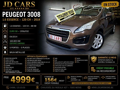 Peugeot 3008 3008 1.6 ESSENCE ‼️GARANTIE 1 AN CTOK‼️