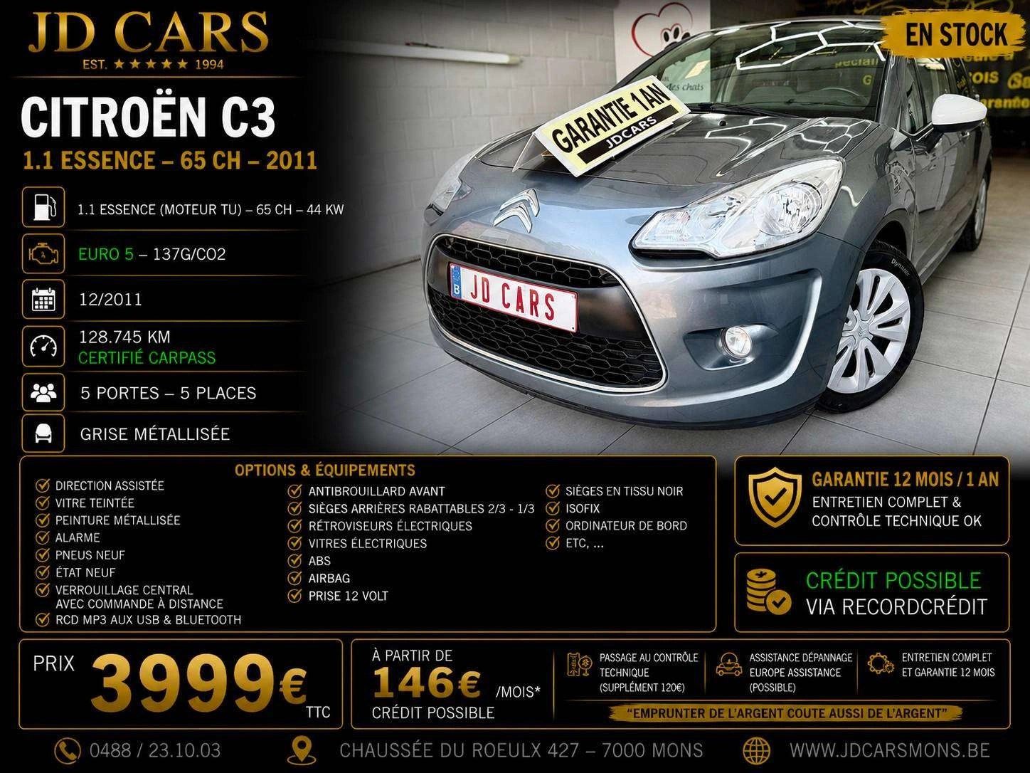 Citroen C3 1.1 ESSENCE ‼️GARANTIE 1 AN CTOK‼️