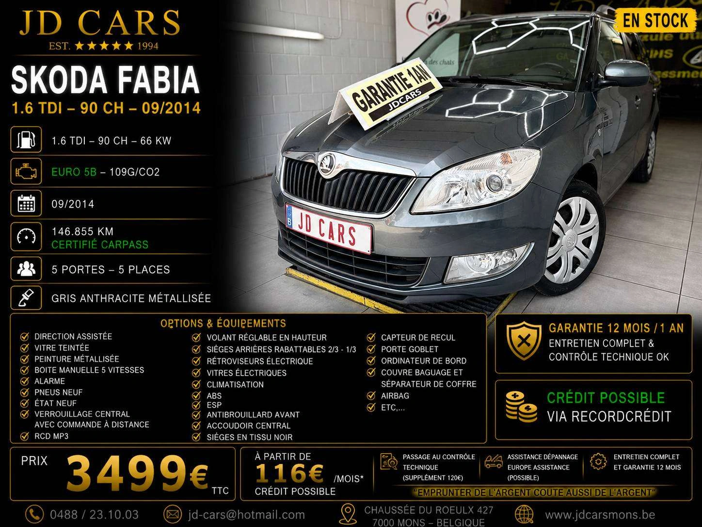 Skoda Fabia FABIA 1.6 TDI 90 ‼️GARANTIE 1 AN CTOK‼️