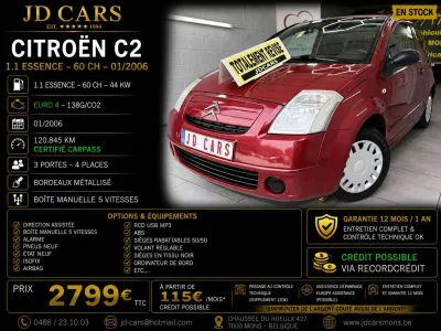 Citroen C2 C2 1.1 ESSENCE ‼️GARANTIE 1 AN CTOK‼️